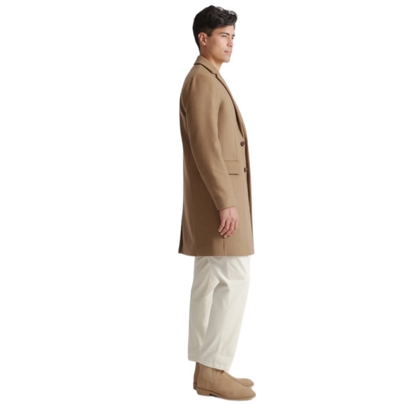 NWT QUINCE Italian Wool Overcoat Double-Breasted Dark Camel Tan Men’s Small - Picture 12 of 16